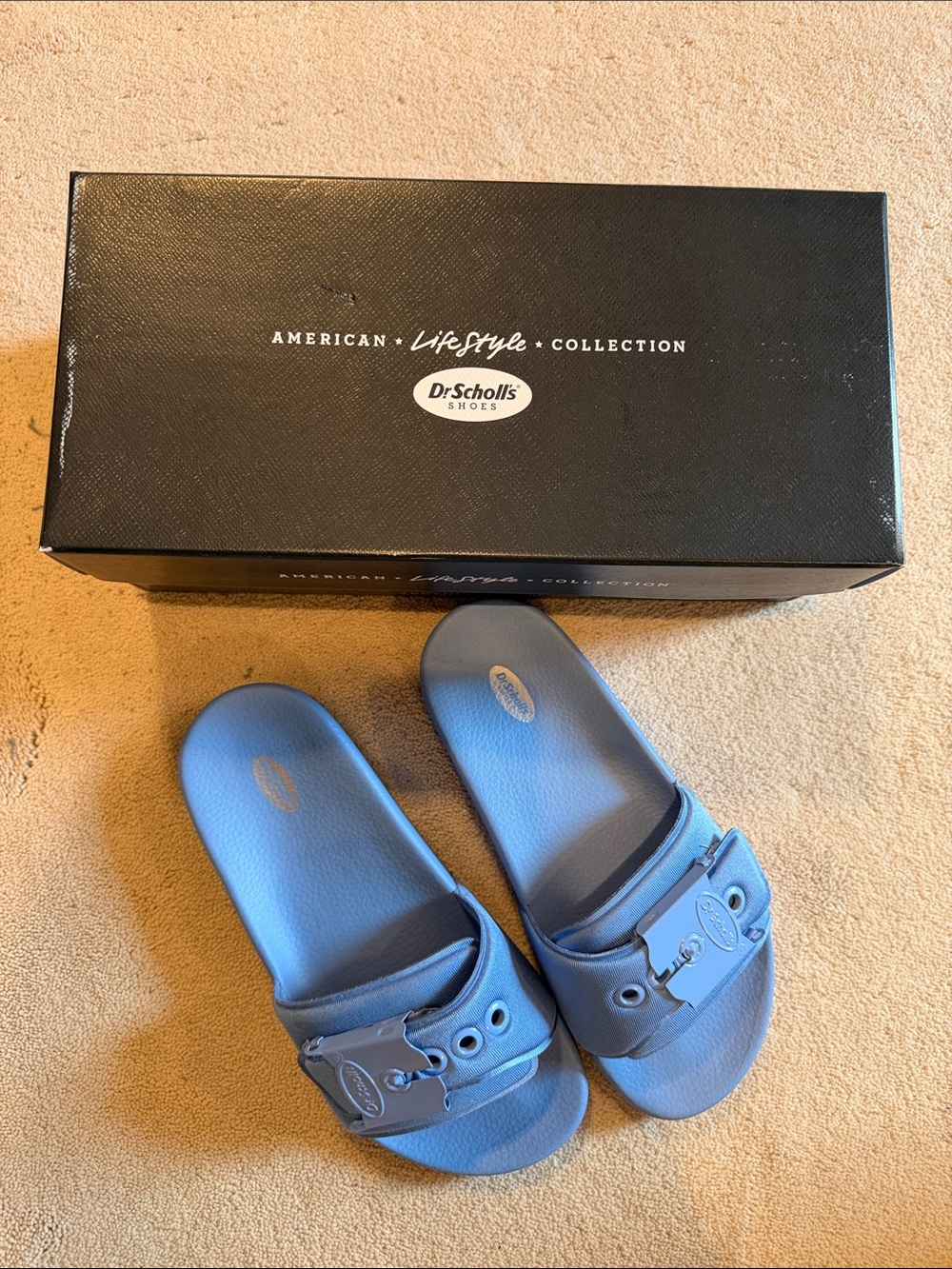 Dr. Scholl's Kids Light Blue Slide Sandals with Buckle